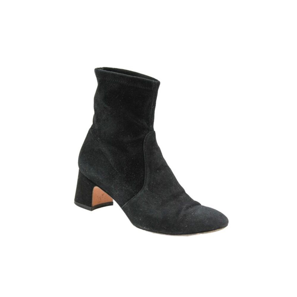Stuart Weitzman Girls Suede Leather Block Heels Ankle Boots Shoes Black Size 4
